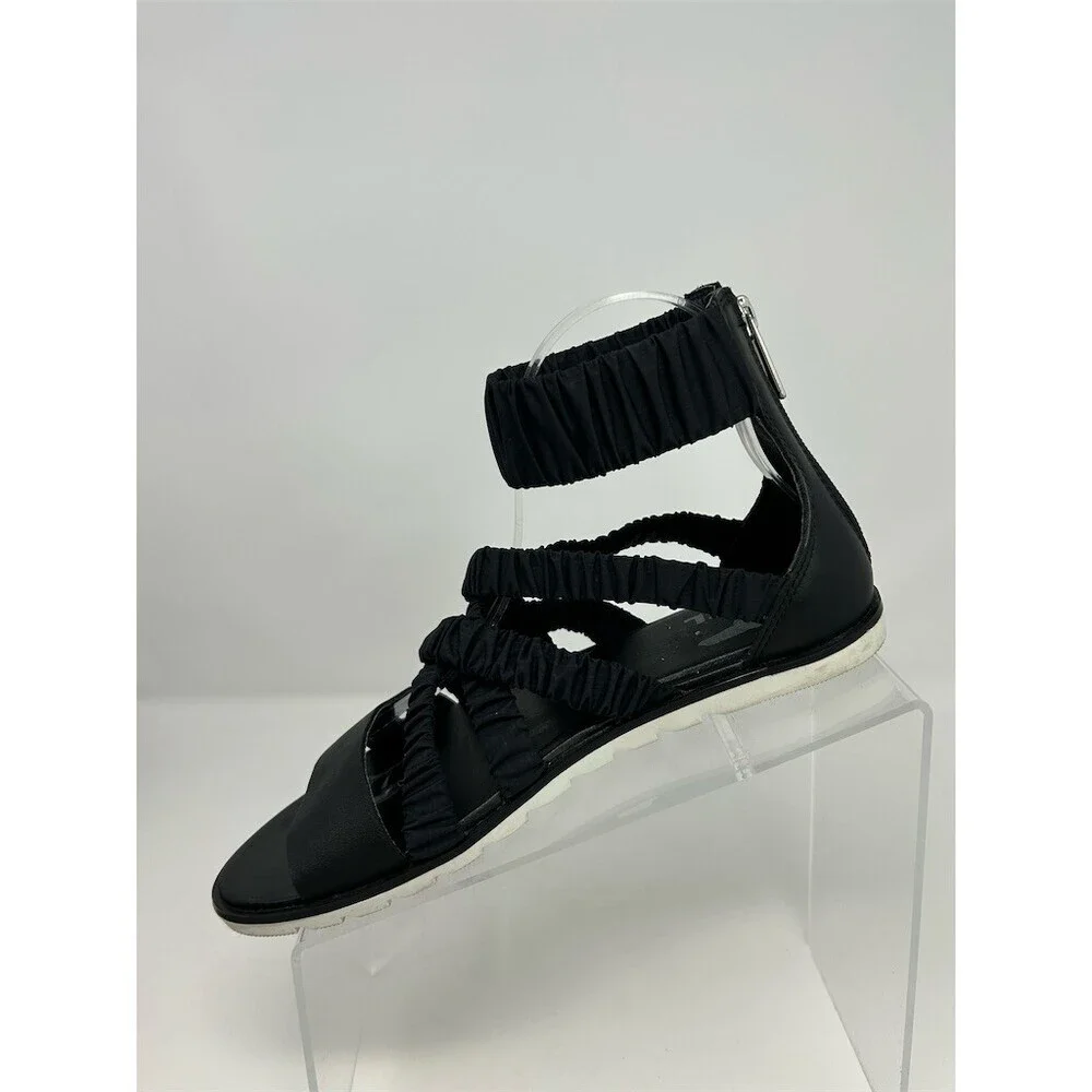 Sorel Ella II Sandals Womens Black Ruched Strappy Open Toe Ankle Strap Size 7